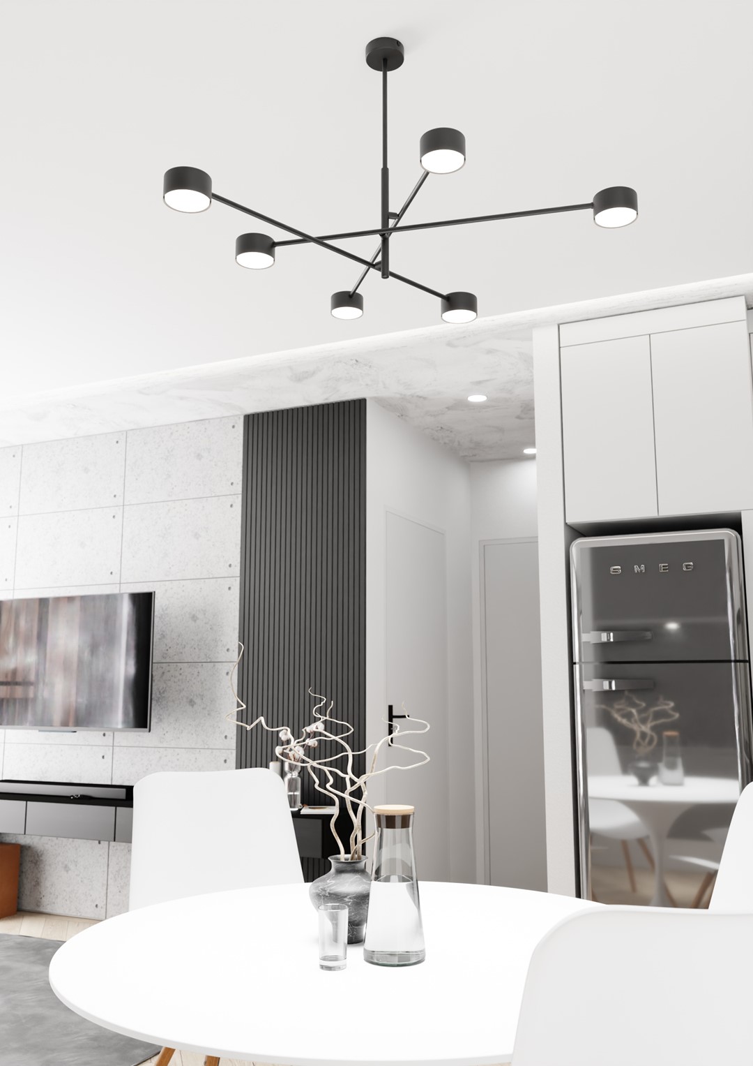 Emibig Natsu lampa podsufitowa 6x10 W czarna 1444/6