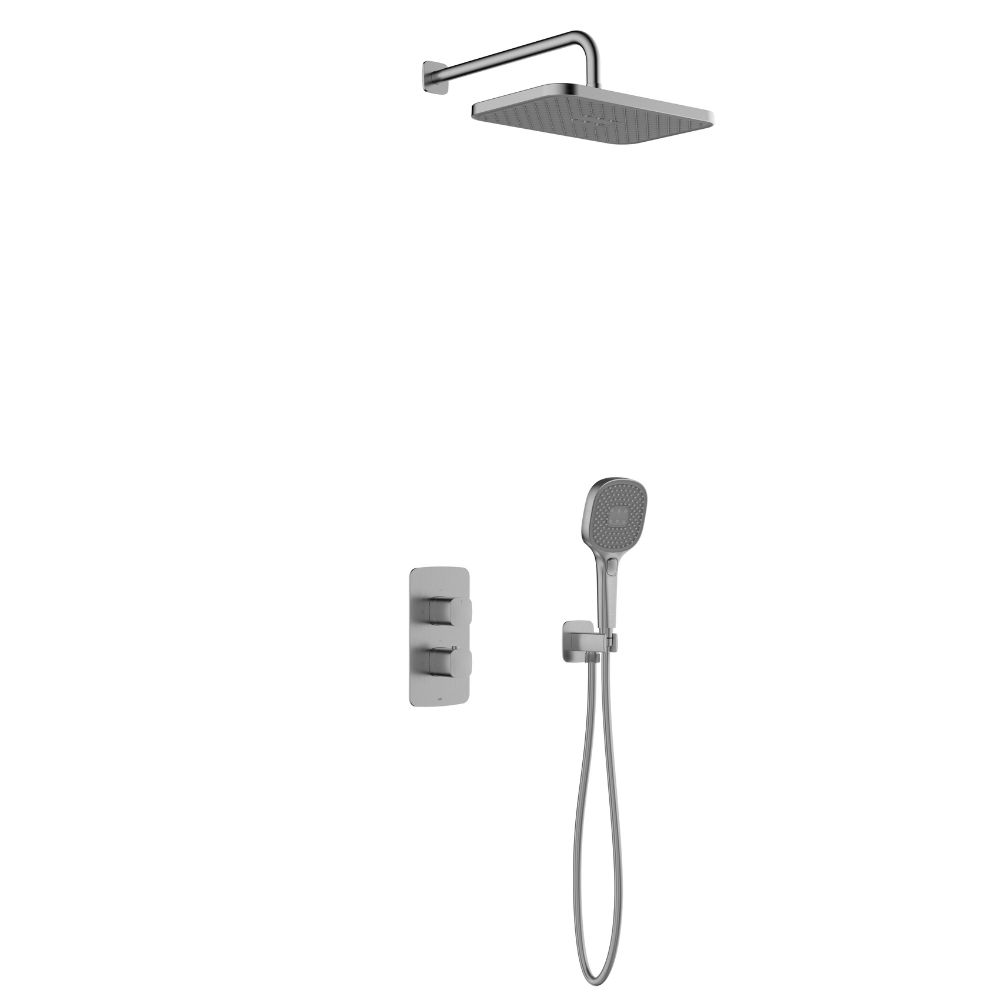 KFA Armatura Malaga zestaw prysznicowy podtynkowy z deszczownicą gun metal grey 5759-501-61