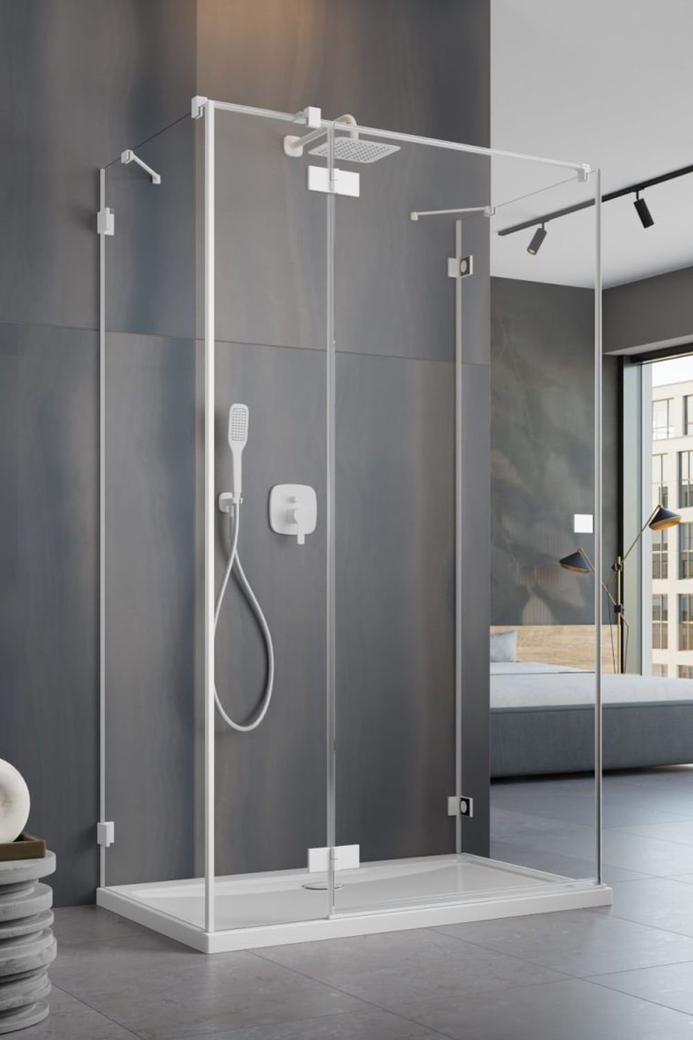 Radaway Essenza Pro White KDJ+S drzwi prysznicowe 90 cm lewe biały mat/szkło przezroczyste 10097390-04-01L