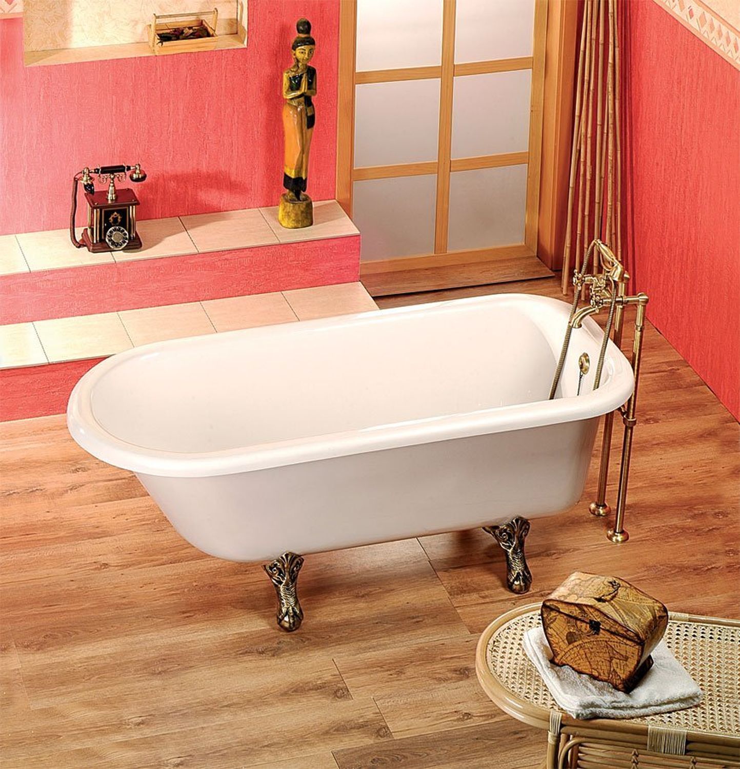 Polysan Foxtrot wanna wolnostojąca 170x75 cm biała z łapami brąz 68132