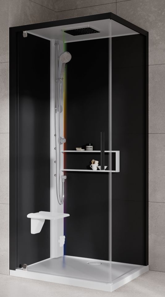 Novellini Glax 2 2.0 G+F kabina z hydromasażem 80 cm kwadratowa lewa parowa z brodzikiem biała G22GF80SM5-1UH