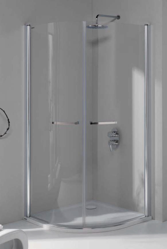 Sanplast Prestige III KP2/PRIII-80-S sbW0 kabina prysznicowa 80 cm półokrągła srebrny błyszczący/szkło przezroczyste ...