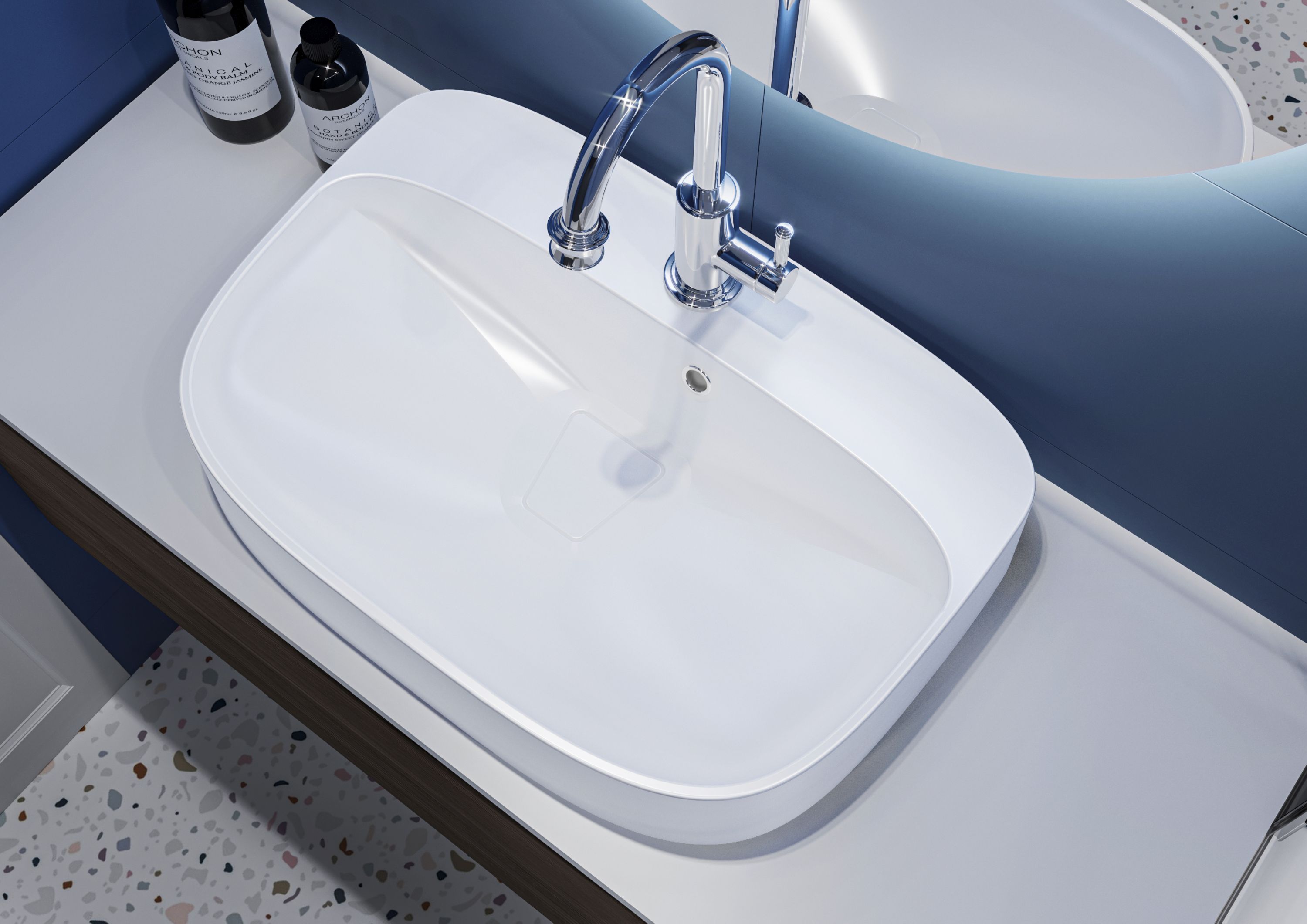 Miraggio Lifou umywalka 62,7x43,4 cm nablatowa biały połysk 0000650