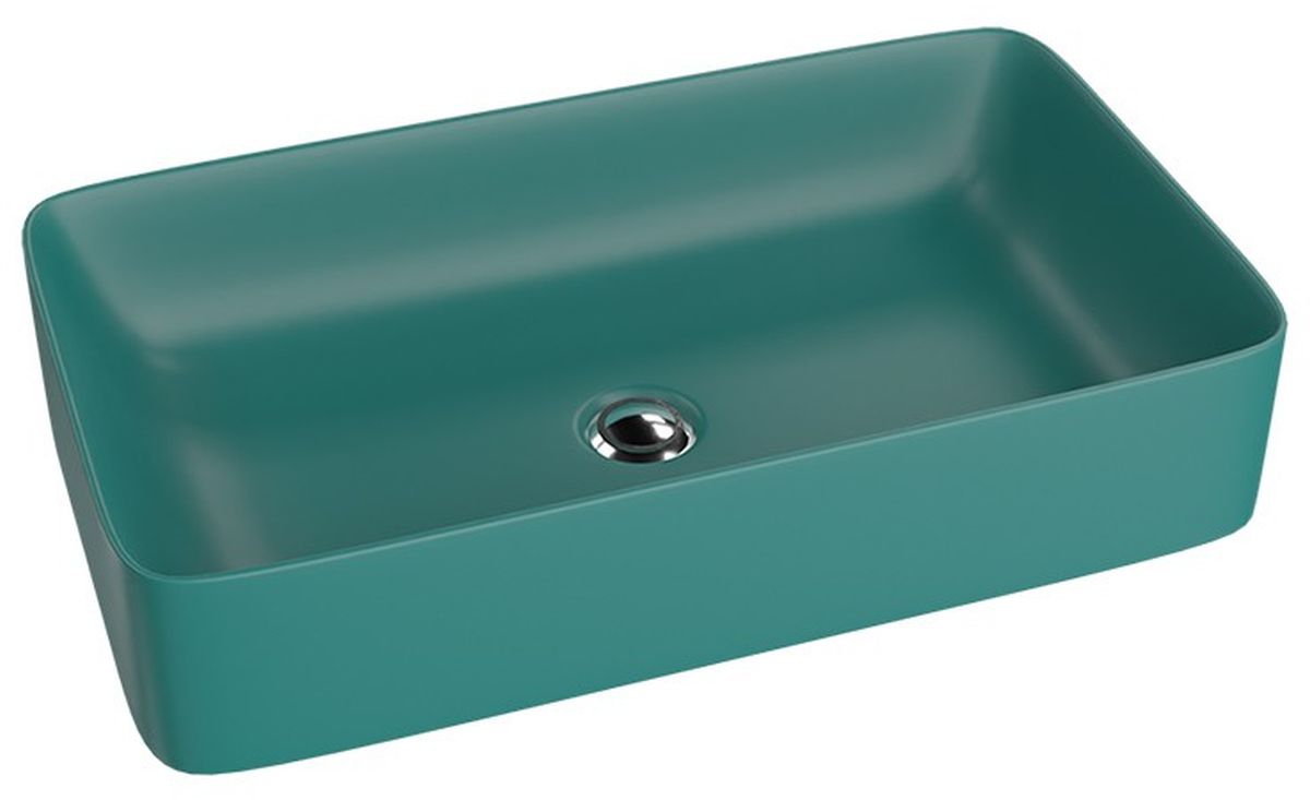LaVita Pasana Green umywalka 60,5x34 cm nablatowa prostokątna zielony mat