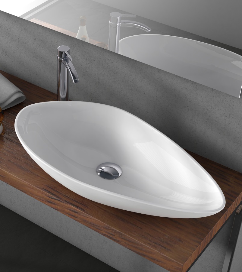 CeraStyle Olive umywalka 75 cm nablatowa asymetryczna biała 071300 - Wysyłka w 24h