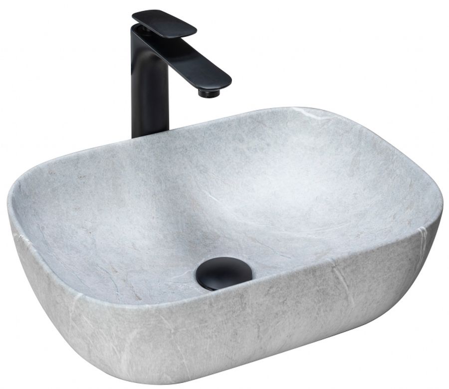 Rea Livia umywalka 46x33 cm nablatowa prostokątna szara REA-U3801