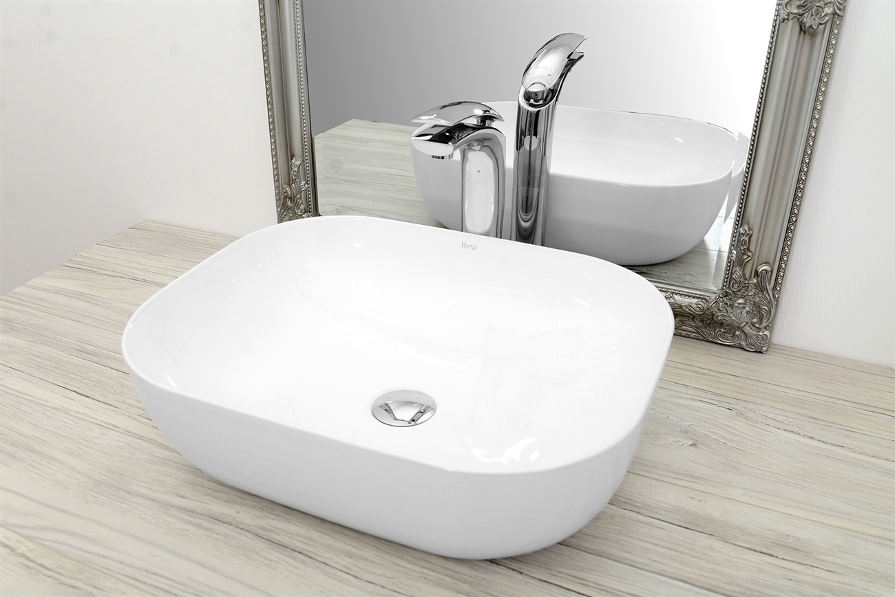 Rea Mona Slim umywalka 50,5x40 cm nablatowa biała REA-U6300