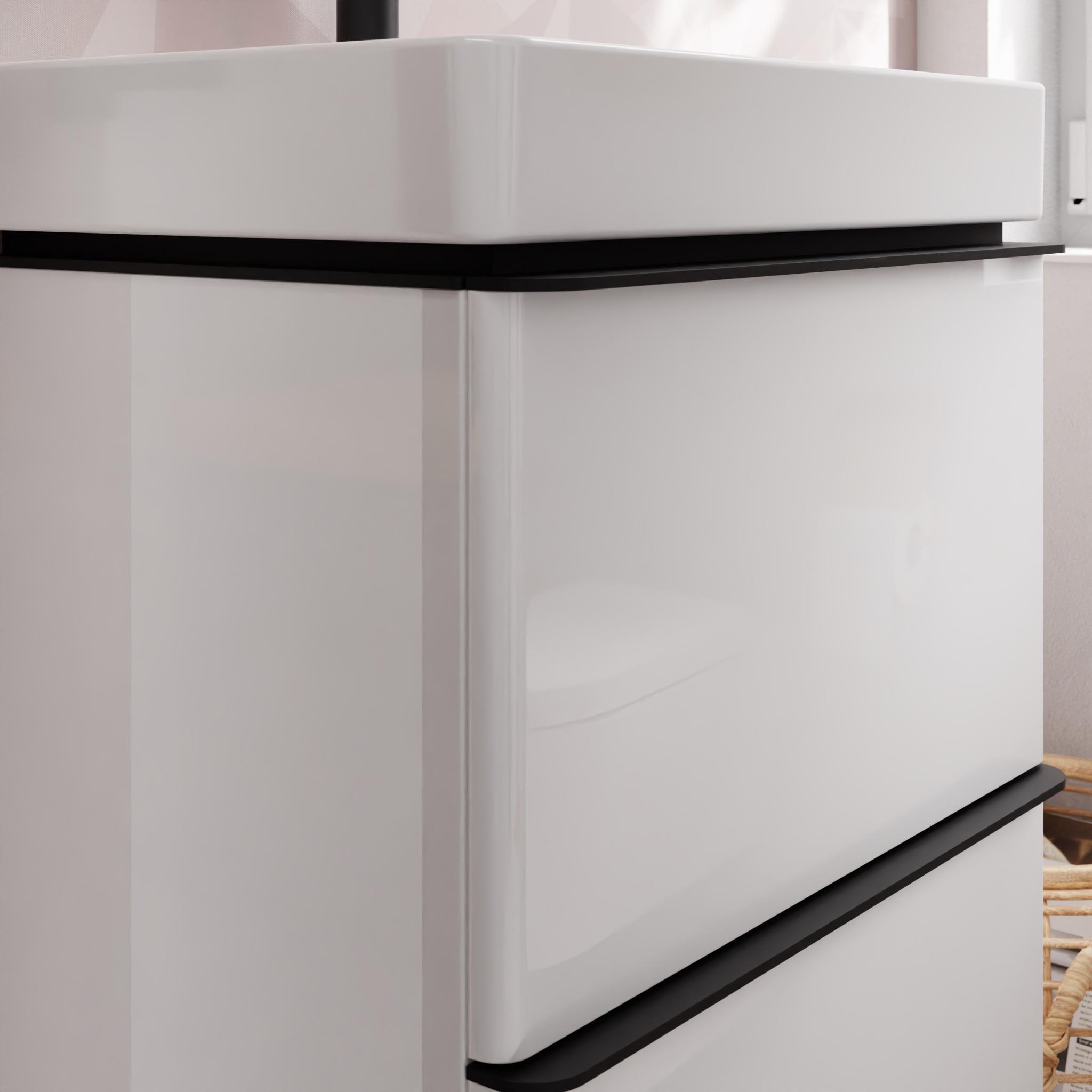 Hansgrohe Xelu Q szafka 48 cm podumywalkowa wisząca biały wysoki połysk/czarny mat 54019670