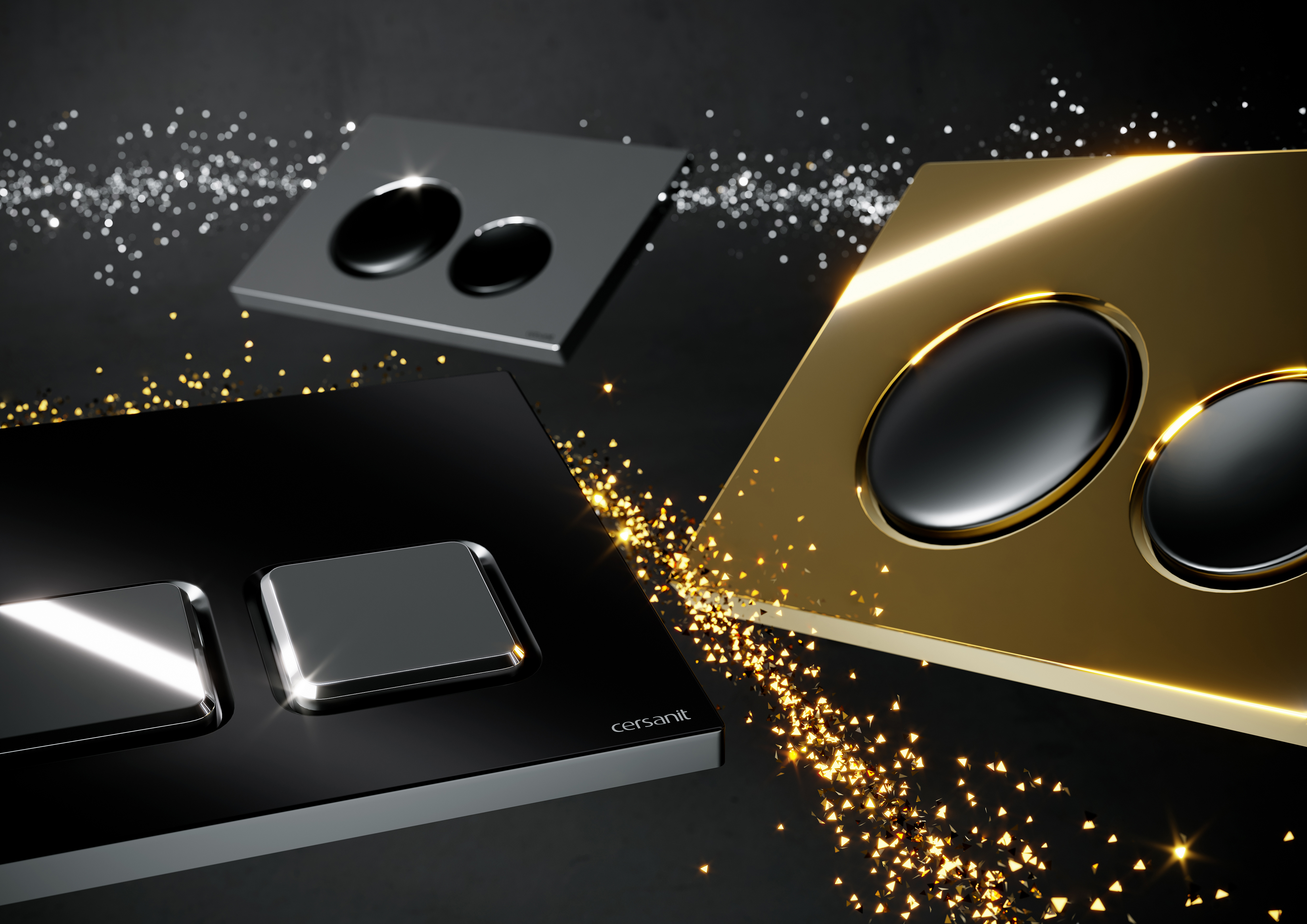 Cersanit Luna przycisk spłukujący do WC czarny mat/chrom mat K97-0408