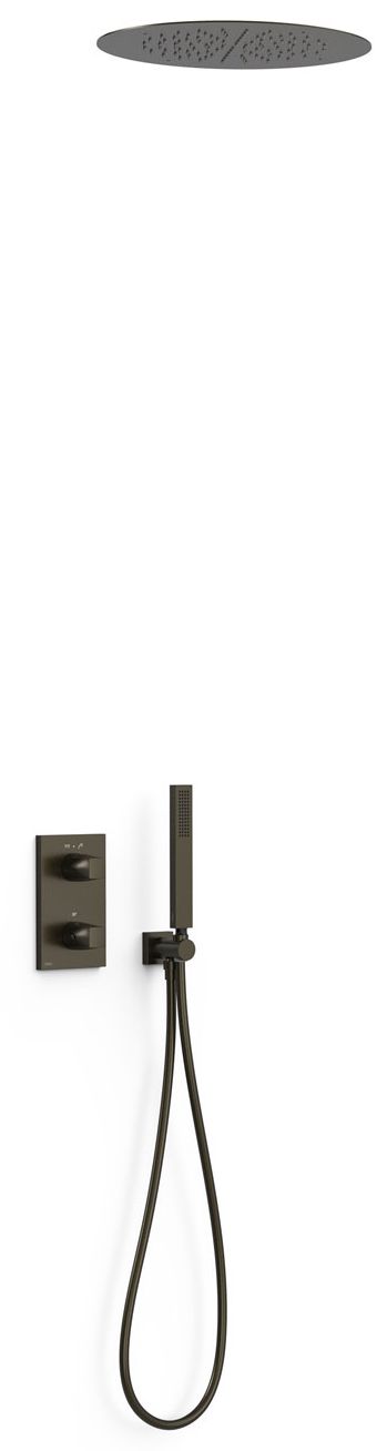 Tres Therm-Box zestaw prysznicowy podtynkowy termostatyczny z deszczownicą czarny brąz 21125006KMB