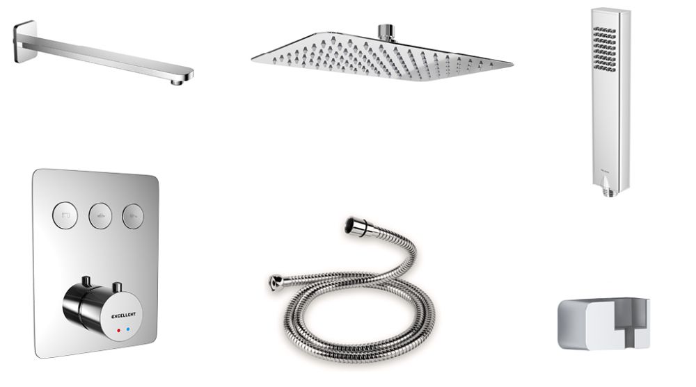 Excellent Krotos zestaw prysznicowy podtynkowy z deszczownicą chrom AREX.SET.8046CR