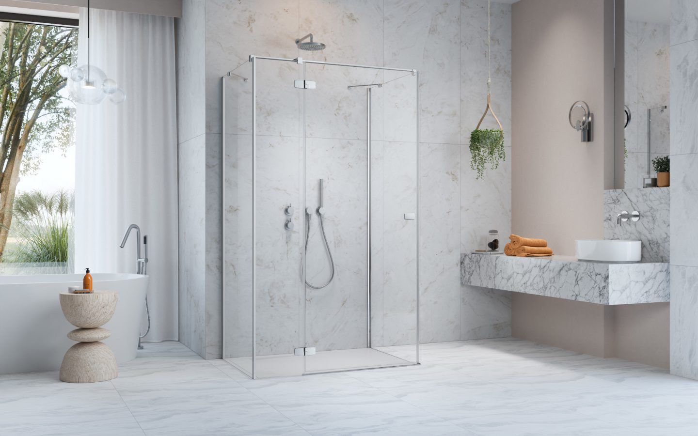 Radaway Fuenta Chrome KDJ+S drzwi prysznicowe 120 cm uchylne chrom połysk/szkło przezroczyste 1384024-01-01L