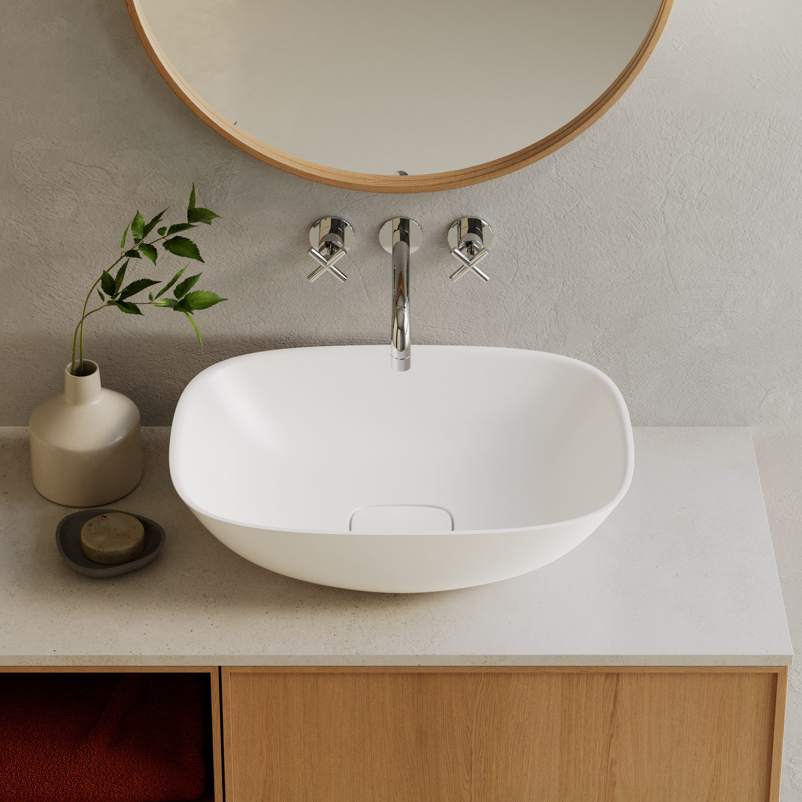 Lavaberg Hav umywalka 60x43 cm prostokątna nablatowa biały mat 663129061033 - Wysyłka w 24h