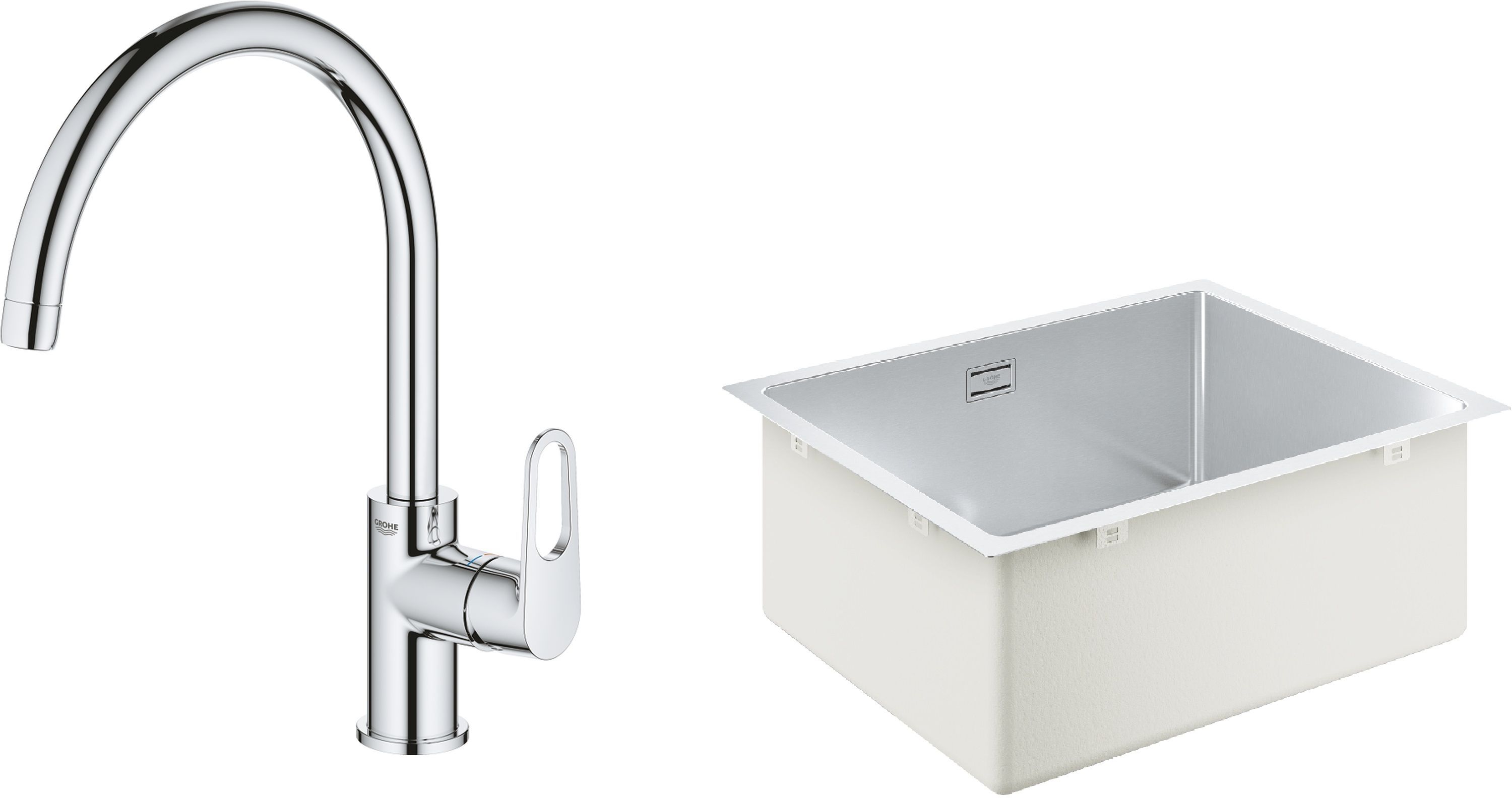 Zestaw Grohe K700 zlewozmywak 50x40 cm z baterią kuchenną Start chrom (31574SD1, 31555001)