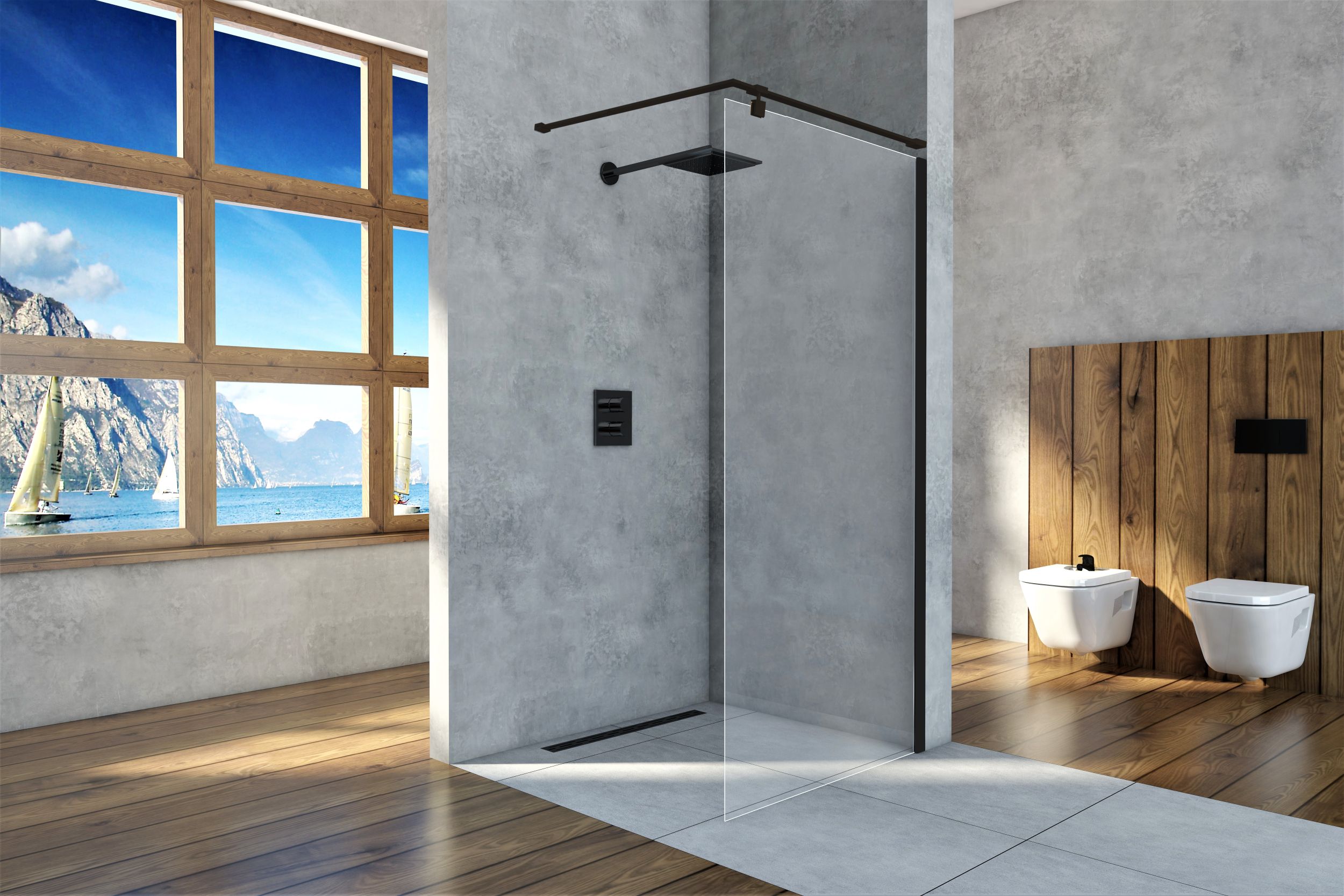 Sea-Horse Creative ścianka prysznicowa 100 cm czarny mat/szkło przezroczyste BKP256T10K