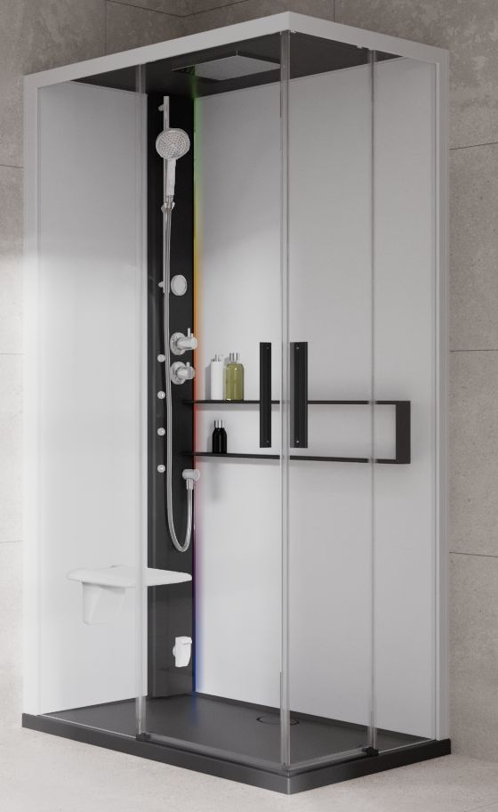 Novellini Glax 2 2.0 A kabina z hydromasażem 100x70 cm lewa parowa z brodzikiem czarna G22A197ST5-1HU