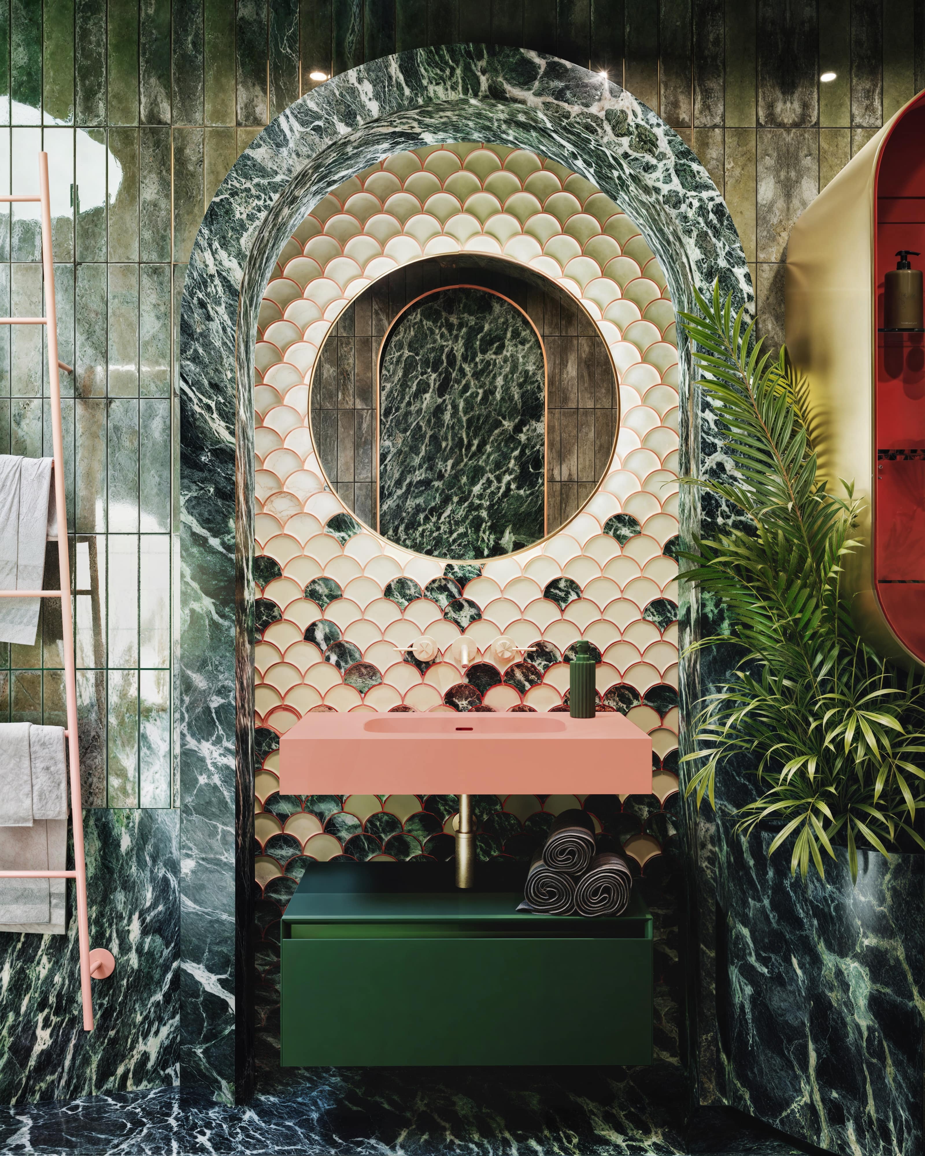 Elita Dimple umywalka 80,6x46 cm prostokątna ścienna terra pink matt RE040800026600