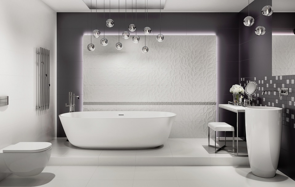 Paradyż Esten płytka ścienna 29,5x59,5 cm motyw A STR biała