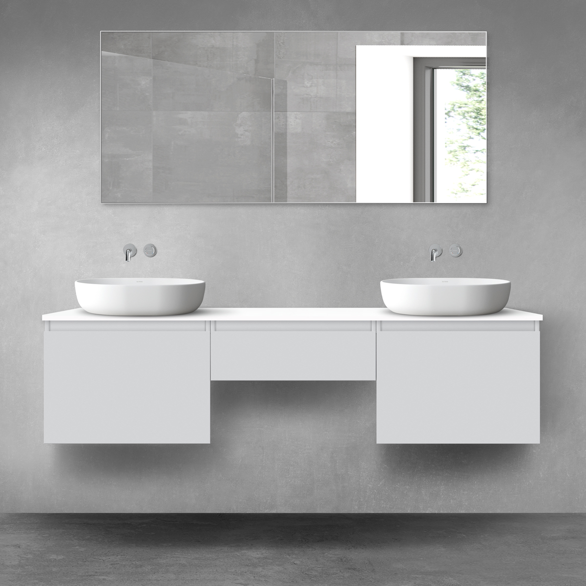 Oltens Vernal zestaw mebli łazienkowych 180 cm z blatem szary mat/biały połysk 68508700 - Wysyłka w 24h