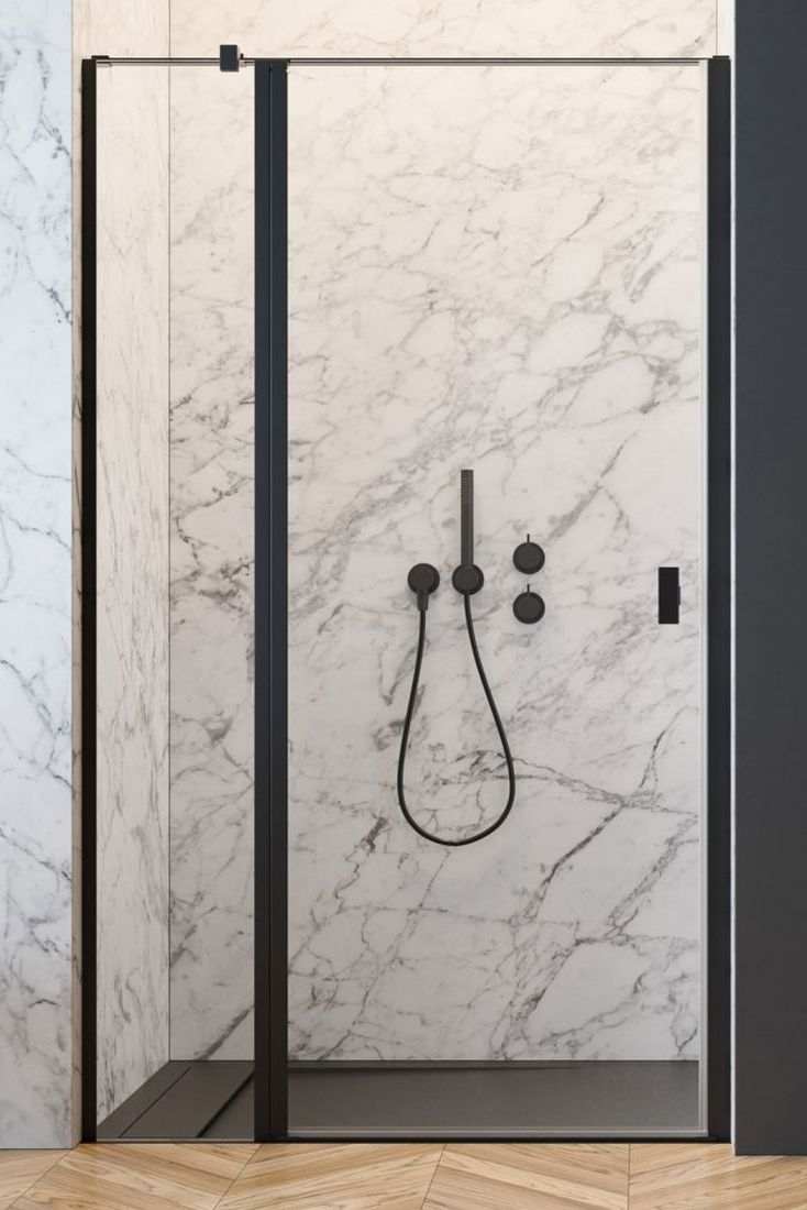 Radaway Nes Black DWJ II drzwi prysznicowe 100 cm uchylne czarny mat/szkło przezroczyste 10036100-54-01L - Wysyłka w 24h