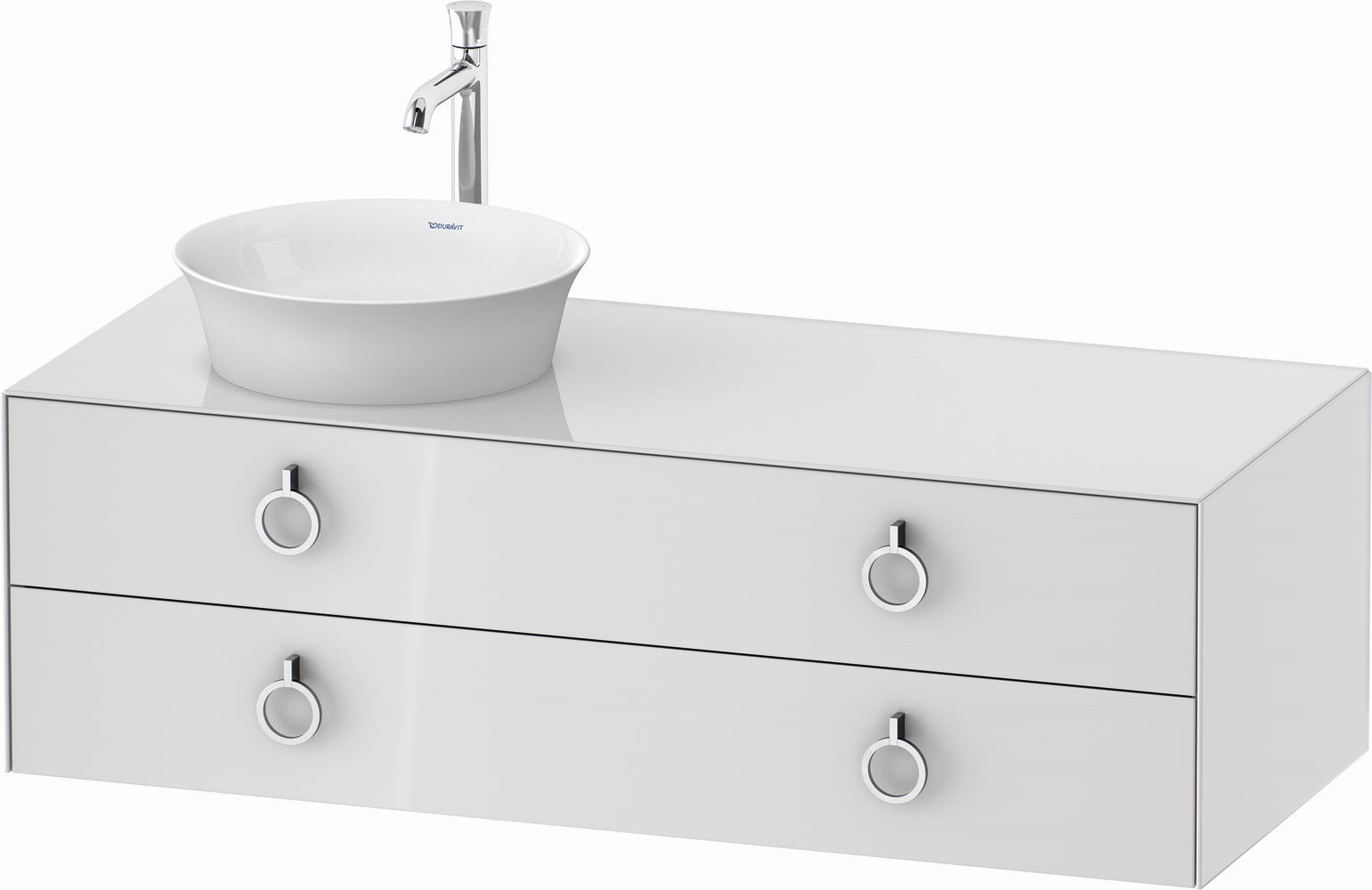 Duravit White Tulip szafka 130 cm podumywalkowa wisząca lewa biały wysoki połysk WT4992L8585