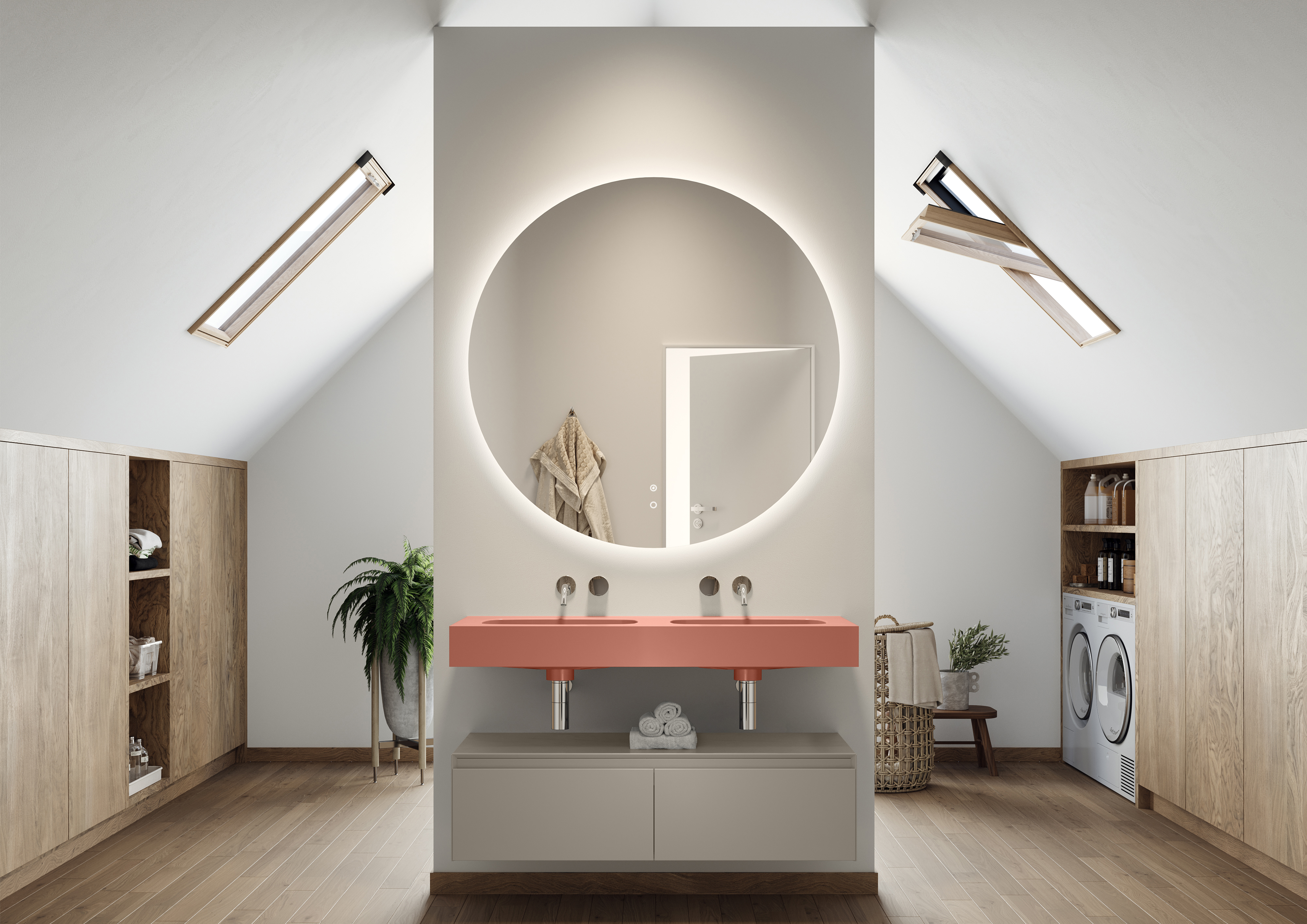 Elita Dimple umywalka 121x46 cm prostokątna ścienna-podwójna terra pink matt RE041200026600