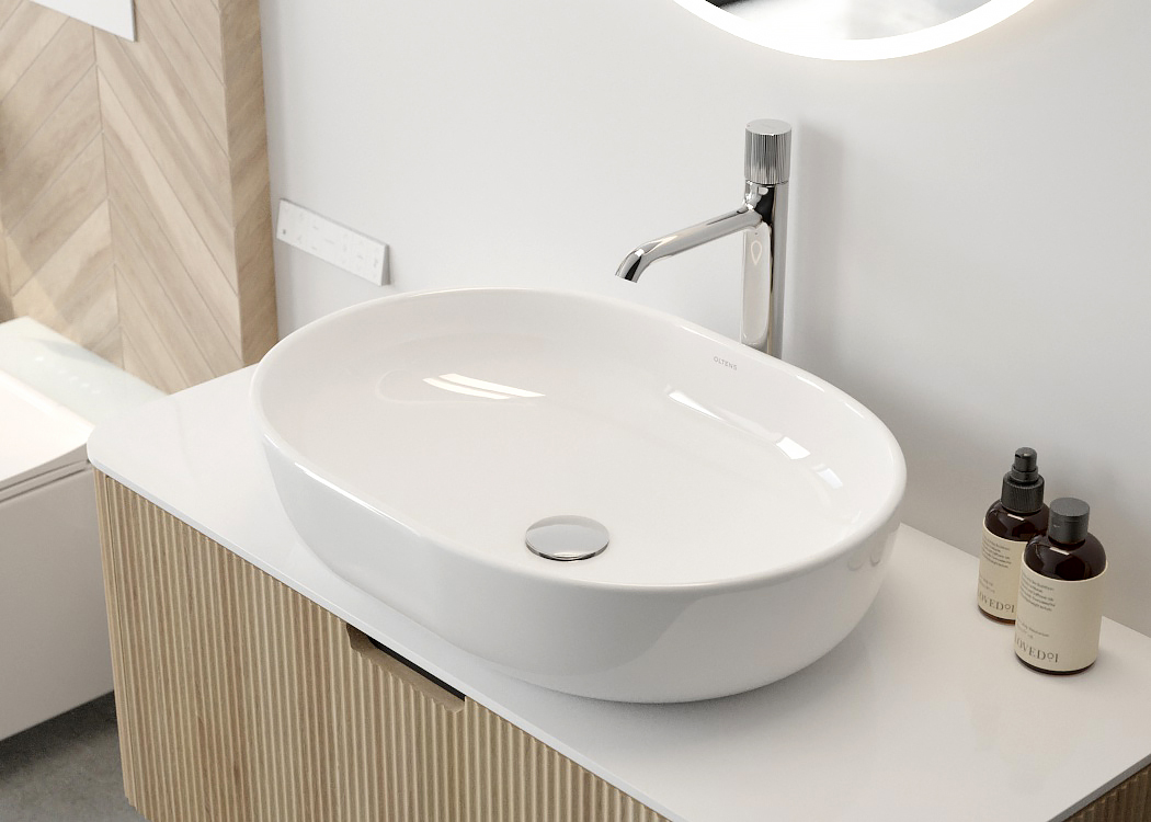 Oltens Halsa korek do umywalki klik klak okrągły z przelewem G1 1/4 chrom 05101100 - Wysyłka w 24h