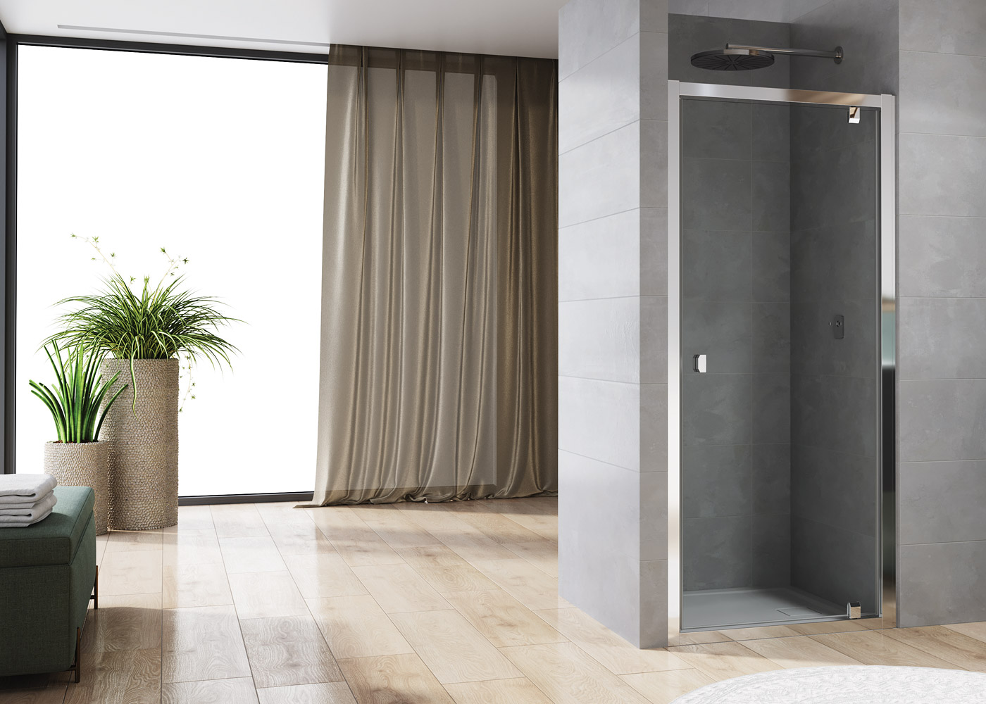 SanSwiss Arelia drzwi prysznicowe 80 cm uchylne srebrny połysk/szkło przezroczyste D20T10804007