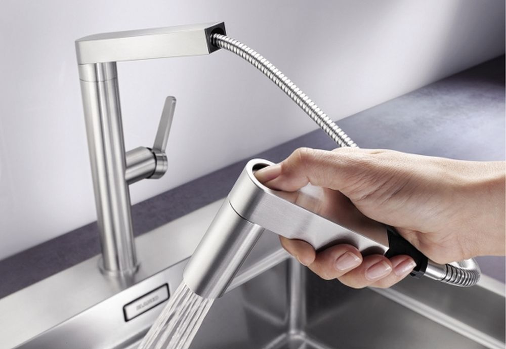 Blanco Panera-S bateria kuchenna stojąca z wyciąganą wylewkę stal szczotkowana 521547