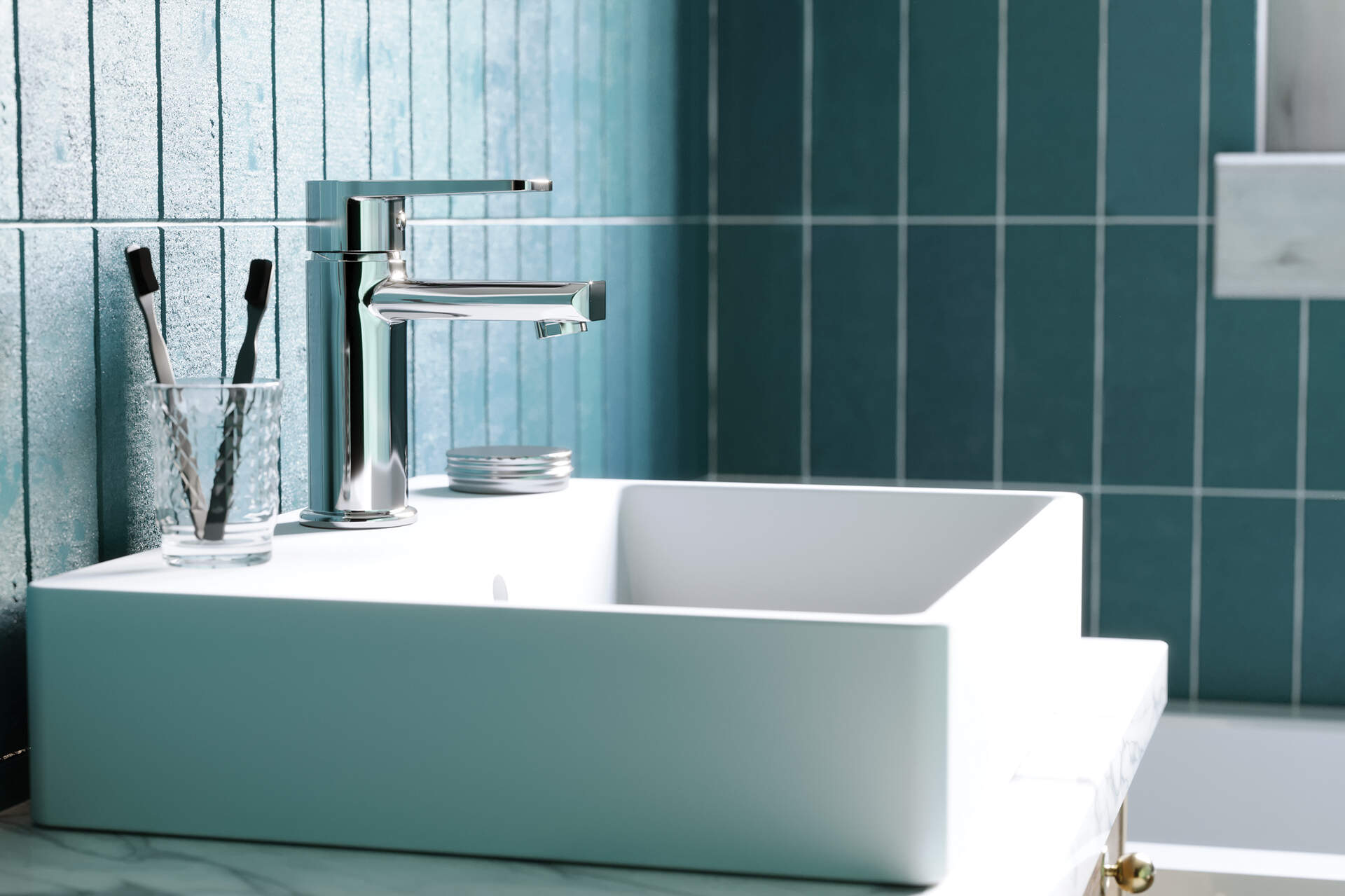 Deante Tubo bateria umywalkowa stojąca chrom BUT_020M - Wysyłka w 24h