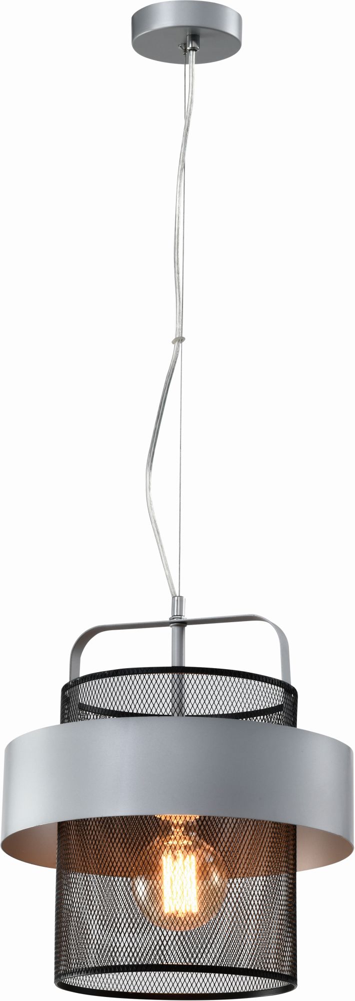 Candellux Fiba lampa wisząca 1x40W czarna/srebrna 31-78506