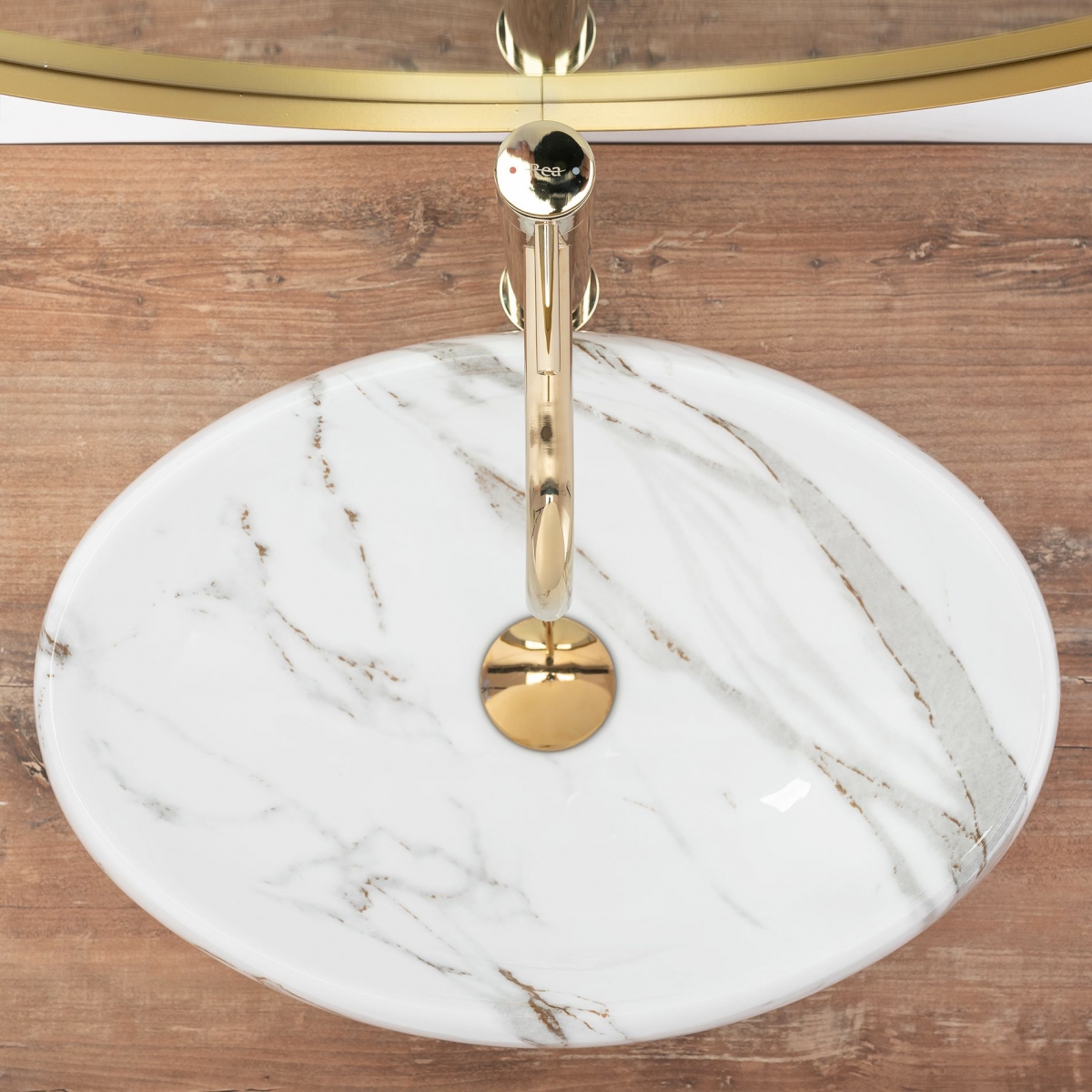 Rea Linda umywalka 48x34 cm nablatowa owalna imitacja kamienia REA-U8695 - Wysyłka w 24h