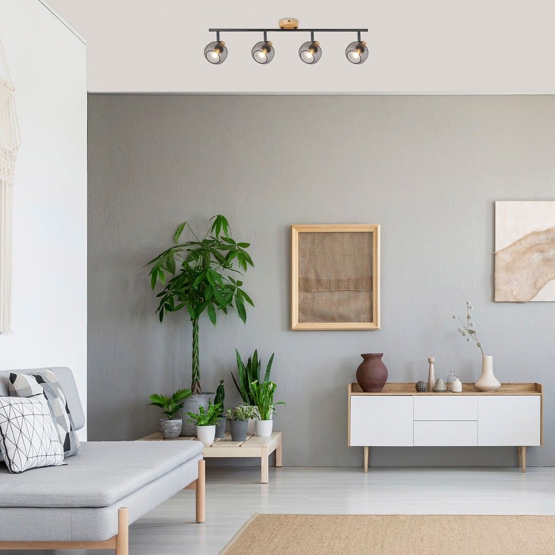 Rabalux Grendel lampa podsufitowa 4x40W czarny mat/buk 3130 - Wysyłka w 24h