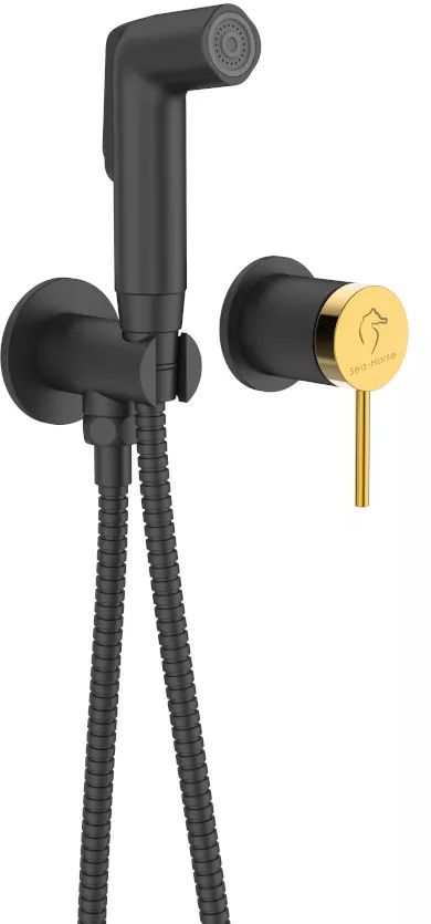 Sea-Horse Ove Black+Gold Stick bateria bidetowa z zestawem prysznicowym podtynkowa czarna BJV308/1B-SG2