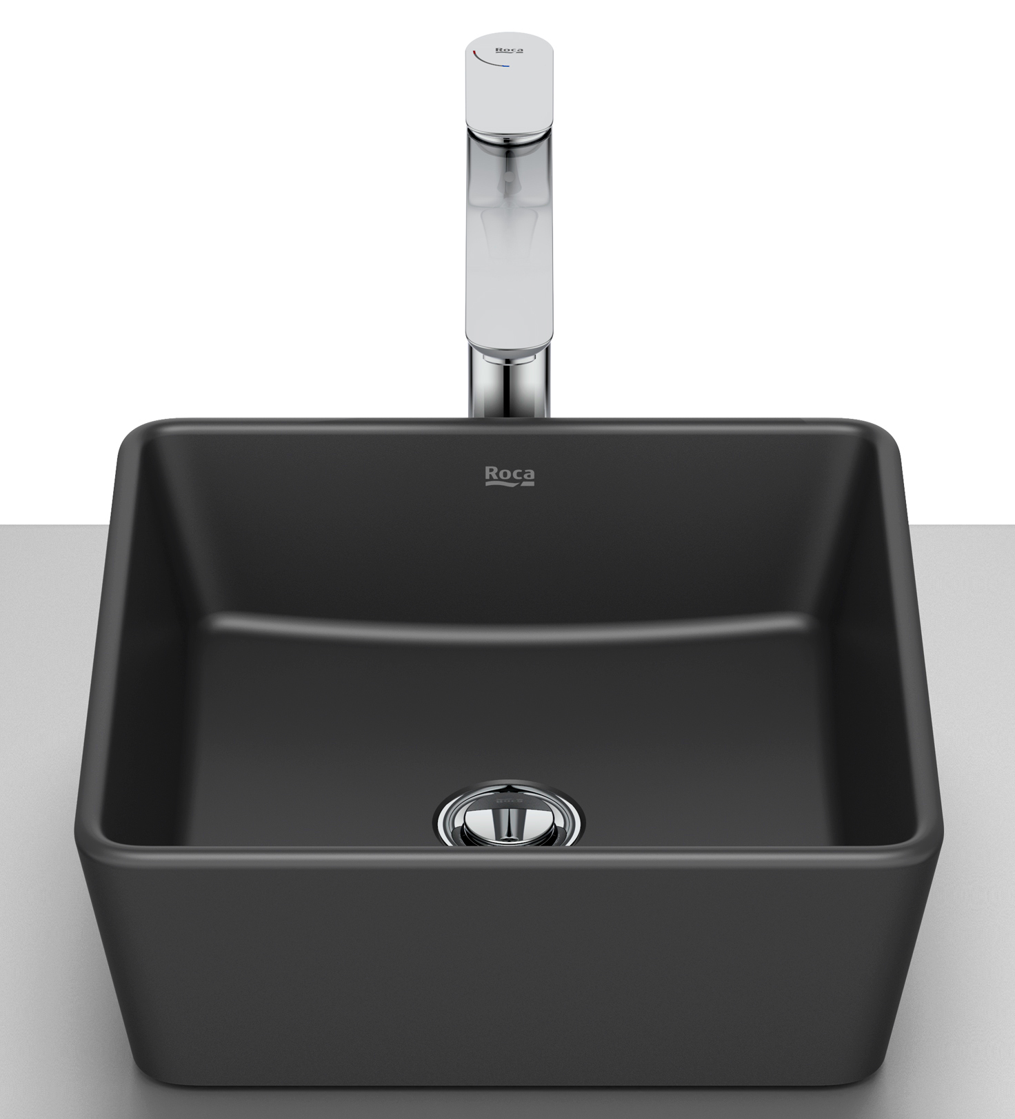 Roca Optica umywalka 35x35 cm kwadratowa nablatowa czarna A327B12080