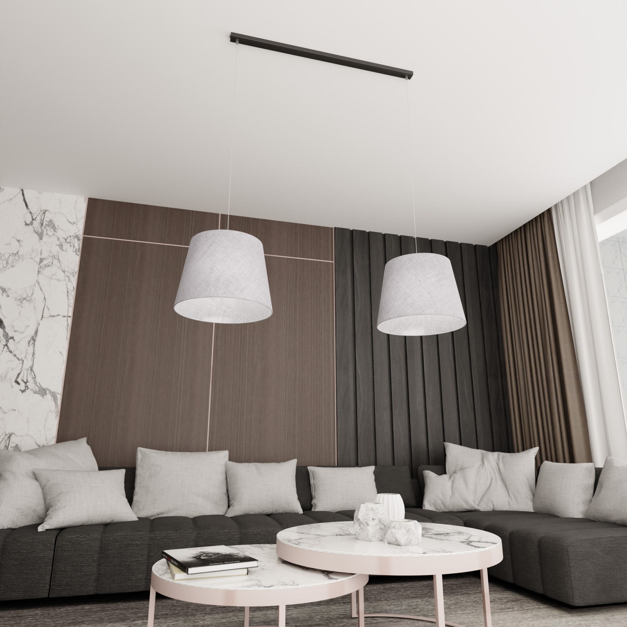 Emibig Epoca lampa wisząca 2x10 W czarna-szary/popielaty 1405/2