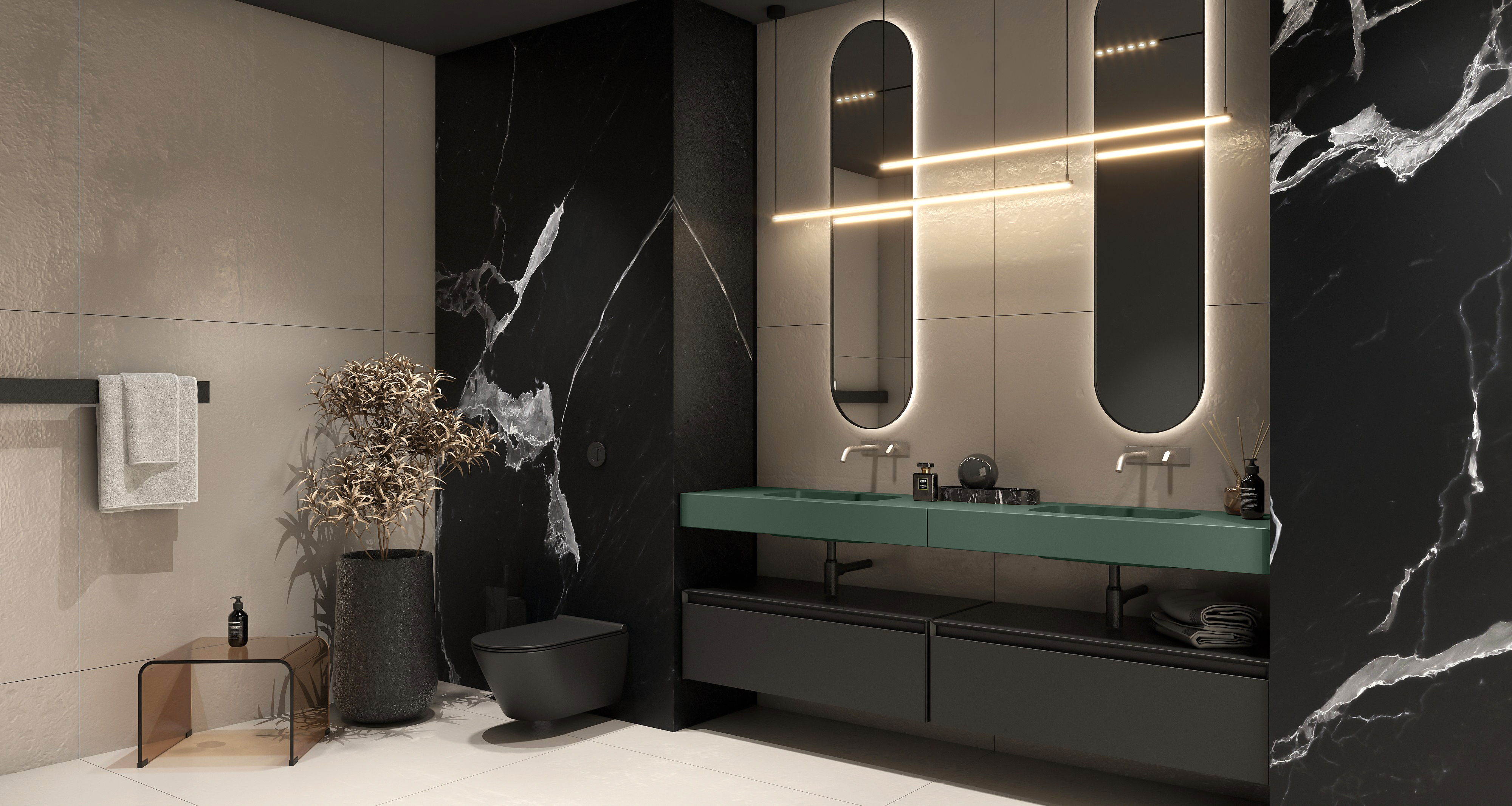 Elita Dimple umywalka 100,8x46 cm prostokątna ścienna forest green matt RE041000027010