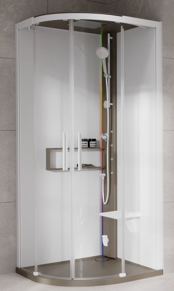 Novellini Glax 2 2.0 R kabina z hydromasażem 100x100 cm półokrągła parowa z brodzikiem corda G22R109M5-1TU