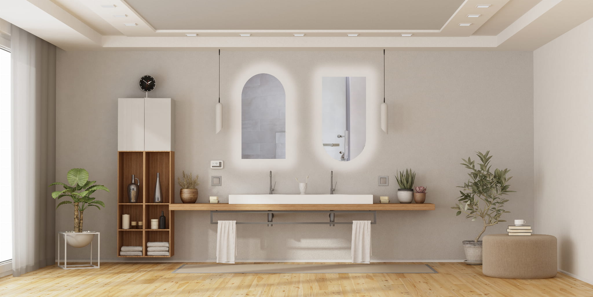 BD Art Luna lustro 50x90 cm półowalne z oświetleniem biały 301210000131