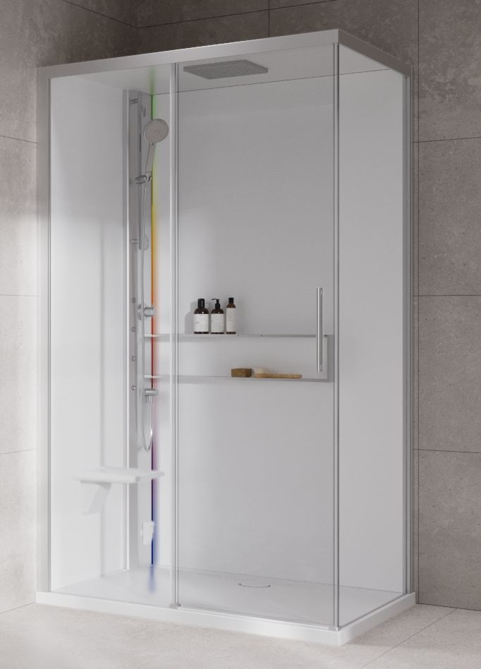 Novellini Glax 2 2.0 2P kabina z hydromasażem 120x80 cm parowa z brodzikiem lewa srebrna G222P129SM5-1BB