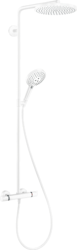 Hansgrohe Raindance S PowderRain zestaw prysznicowy ścienny termostatyczny z deszczownicą biały mat 27633700