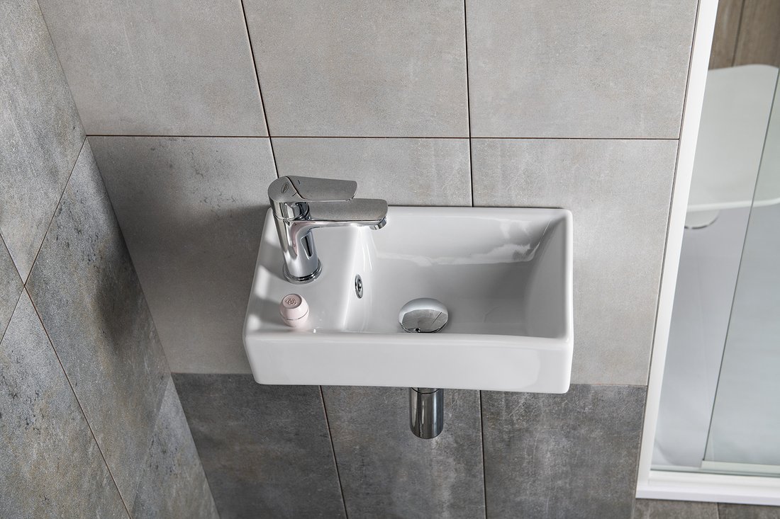 Sapho Minos umywalka 40x22 cm mała lewa biały połysk 4759 - Wysyłka w 24h