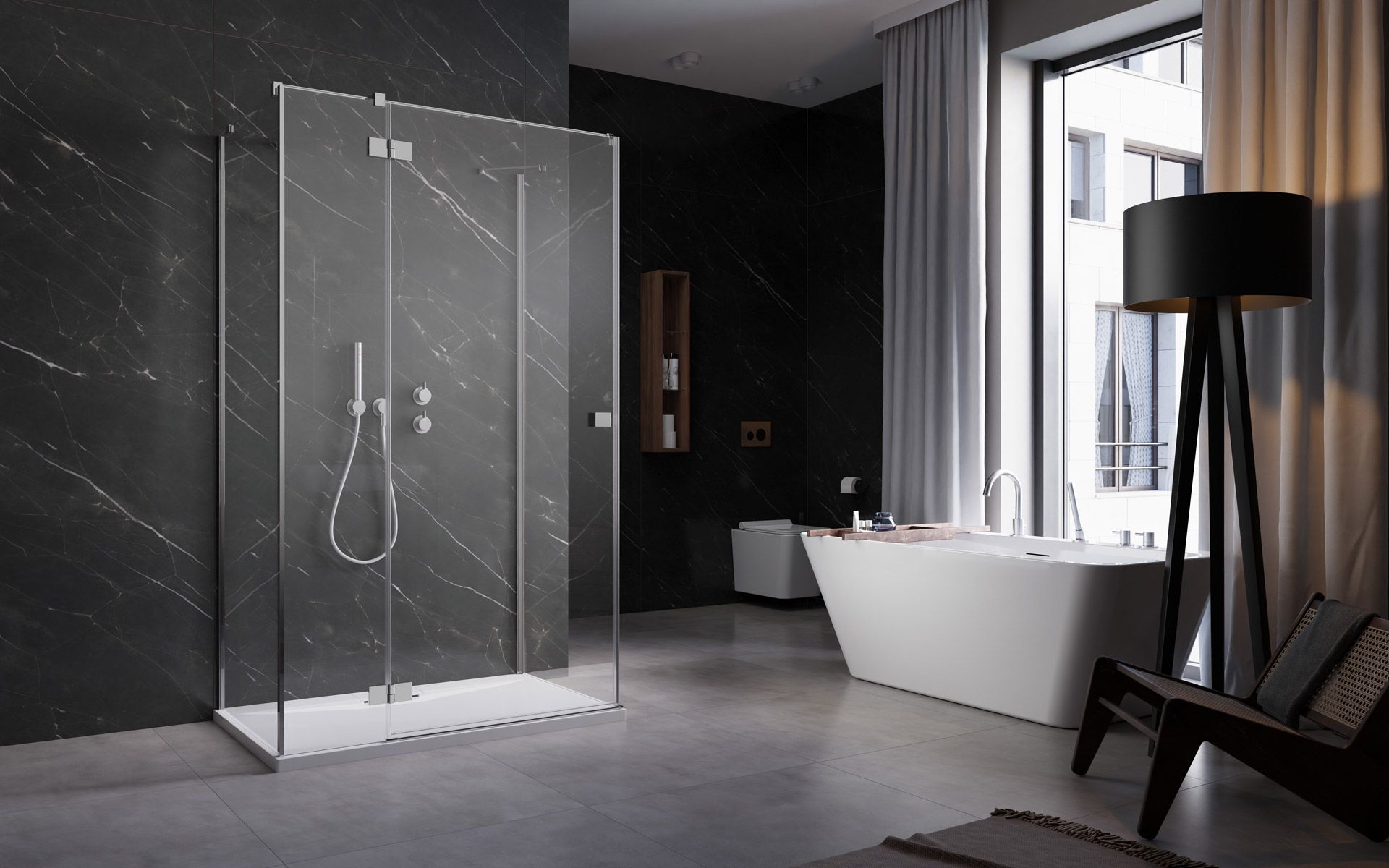 Radaway Essenza New KDJ+S drzwi prysznicowe 90 cm lewe chrom/szkło przezroczyste 1385020-01-01L