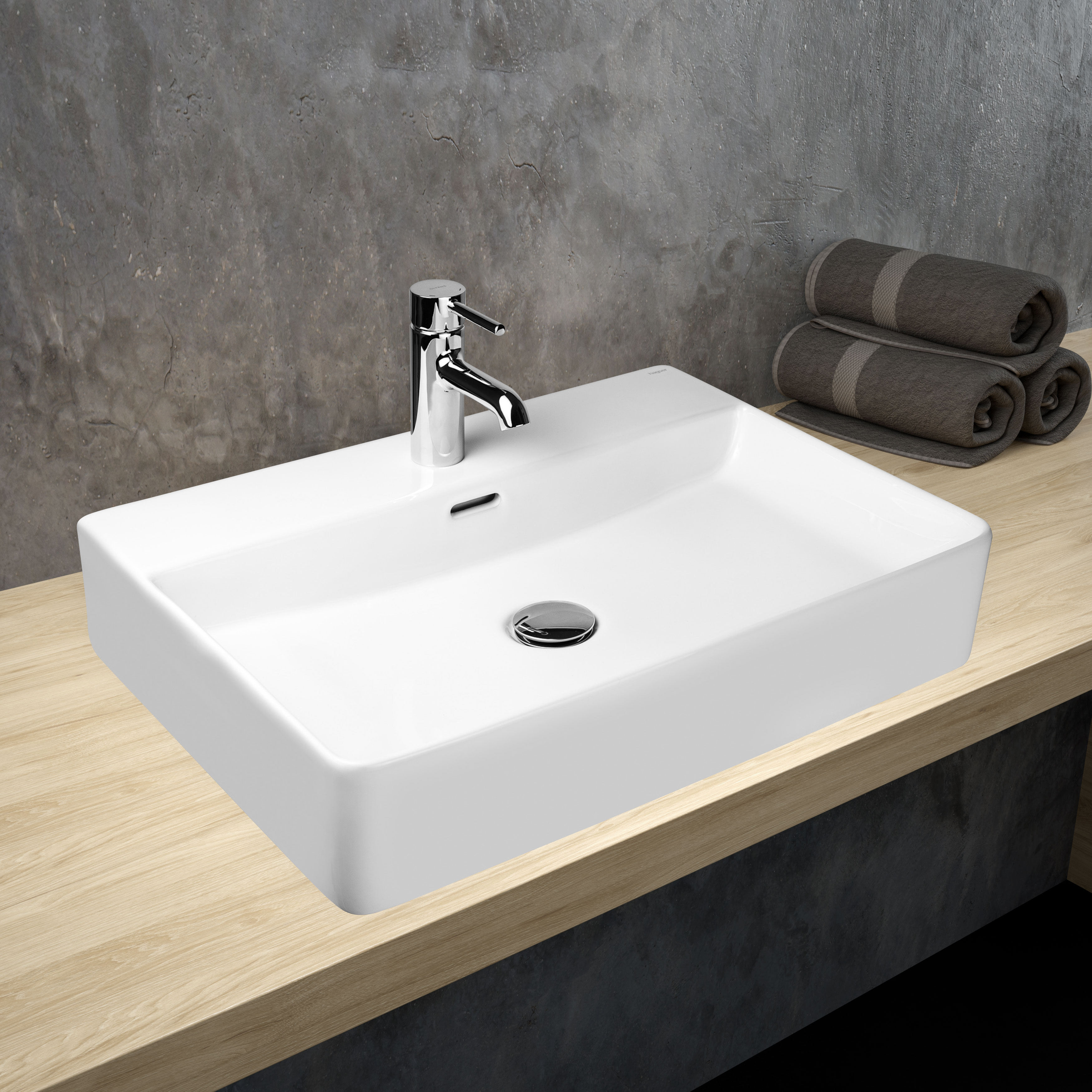 Hagser Emma umywalka 59x43 cm nablatowa prostokątna biała HGR30000041