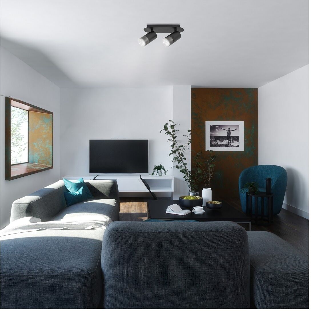 Rabalux Zircon lampa podsufitowa 2x5W czarny mat/srebrny 5070