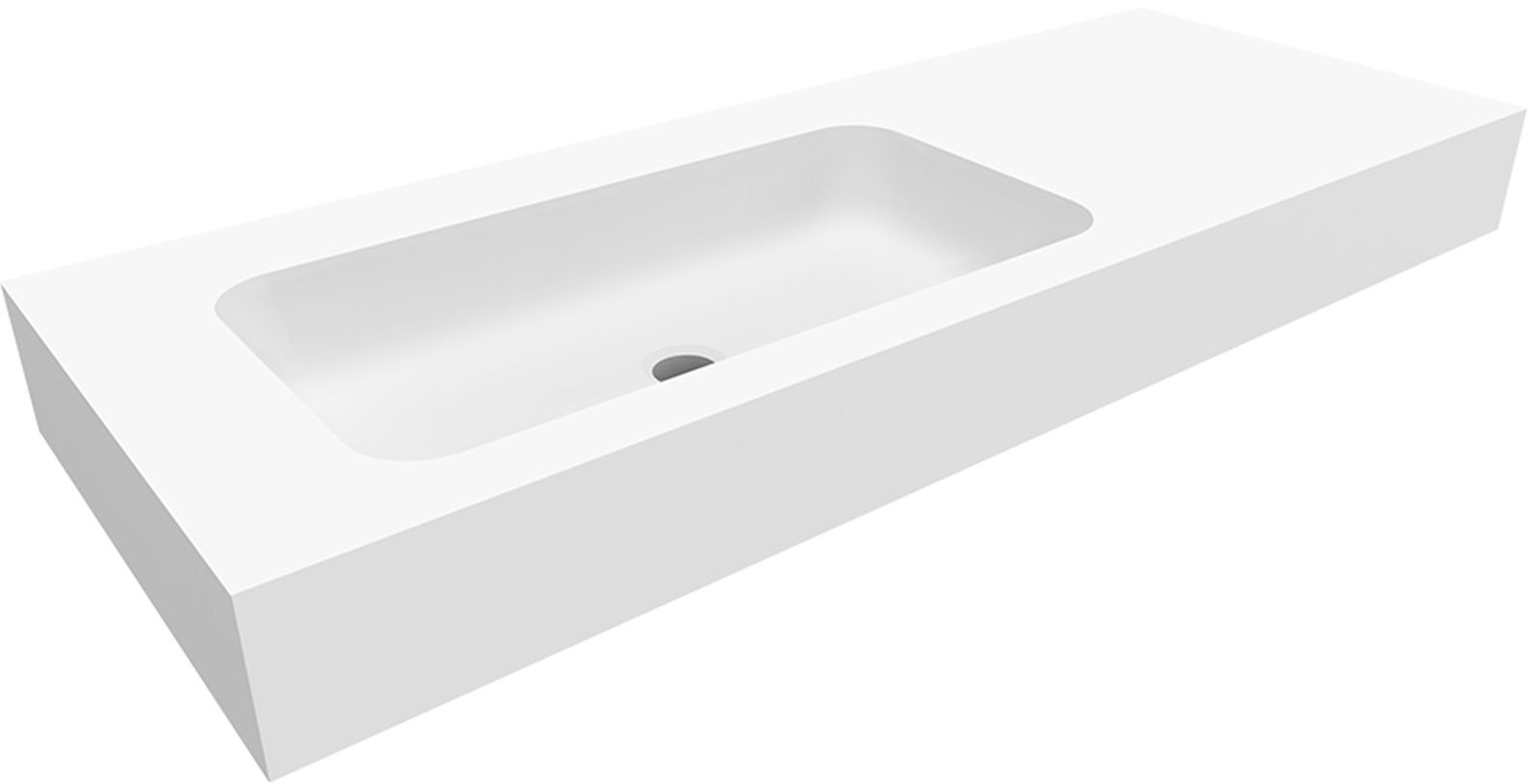 Cristalstone Linea Simpla umywalka 120x45 cm prostokątna ścienna-z blatem biała U1200-MBLOT/BO