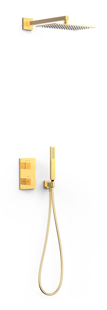 Tres Therm-Box zestaw prysznicowy podtynkowy termostatyczny z deszczownicą złoty połysk 24-K 20225054OR