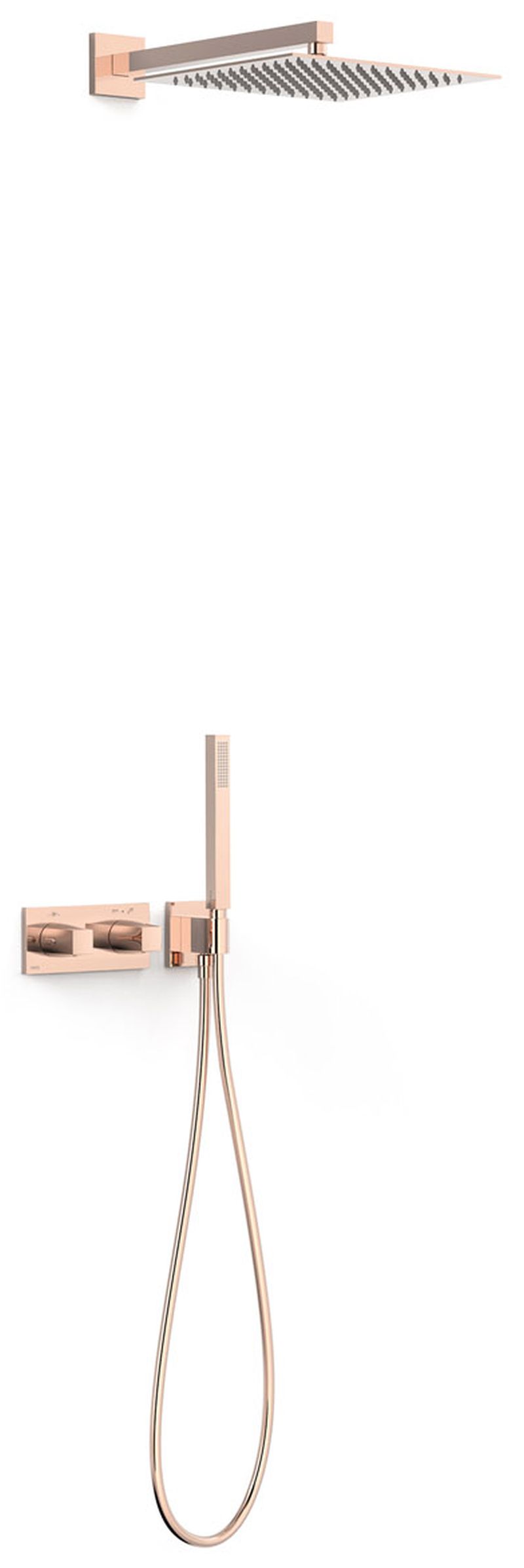 Tres B-System zestaw prysznicowy podtynkowy termostatyczny z deszczownicą różowe złoto połysk 30725204OP