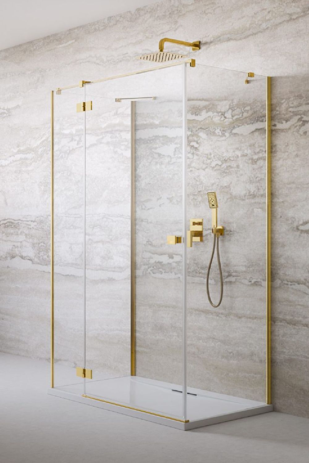 Radaway Essenza Gold KDJ+S drzwi prysznicowe 110 cm uchylne złoty połysk/szkło przezroczyste 1385023-09-01L