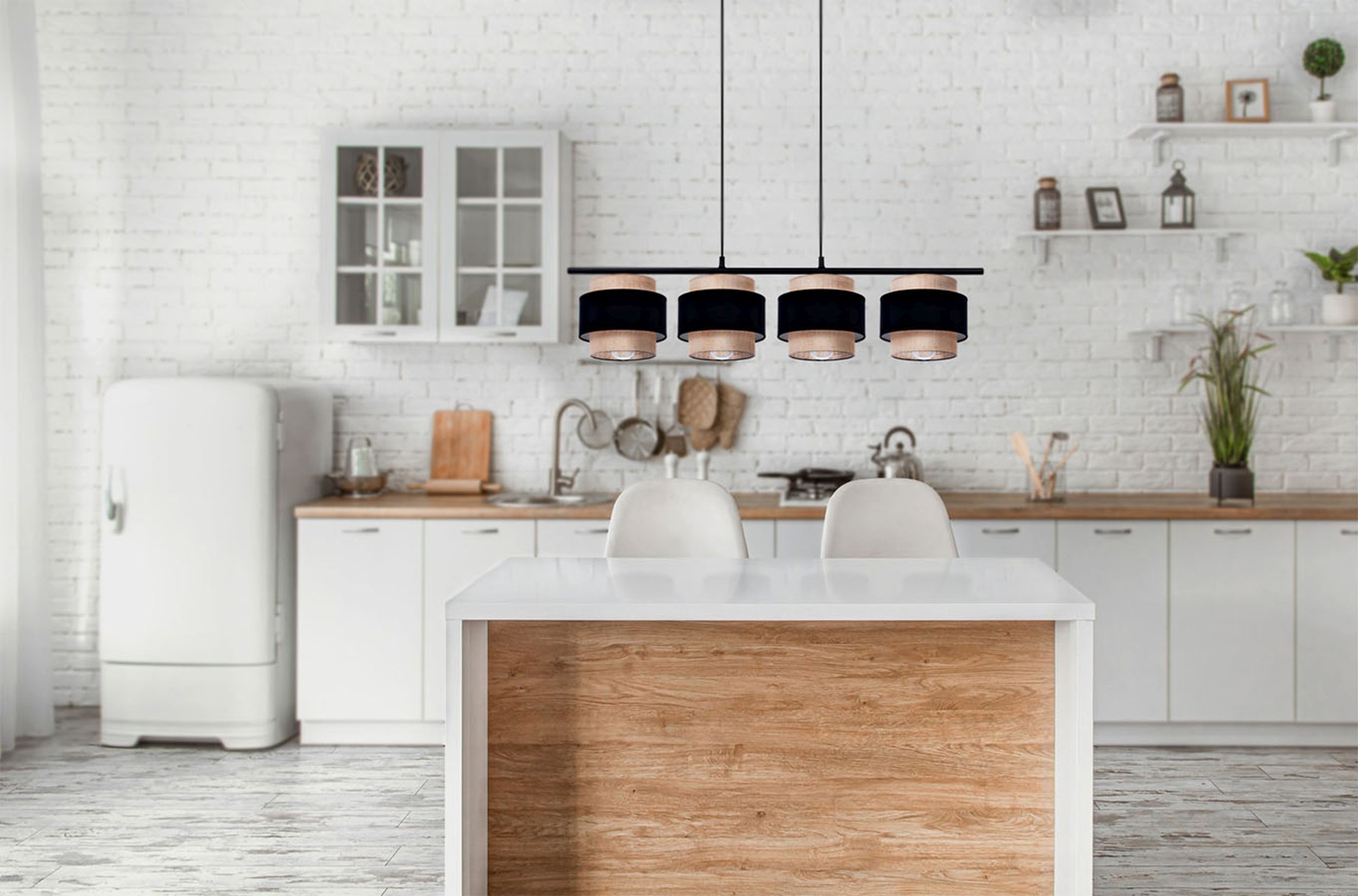 Kaja Gato lampa wisząca 4x40W czarny/beżowy K-5233